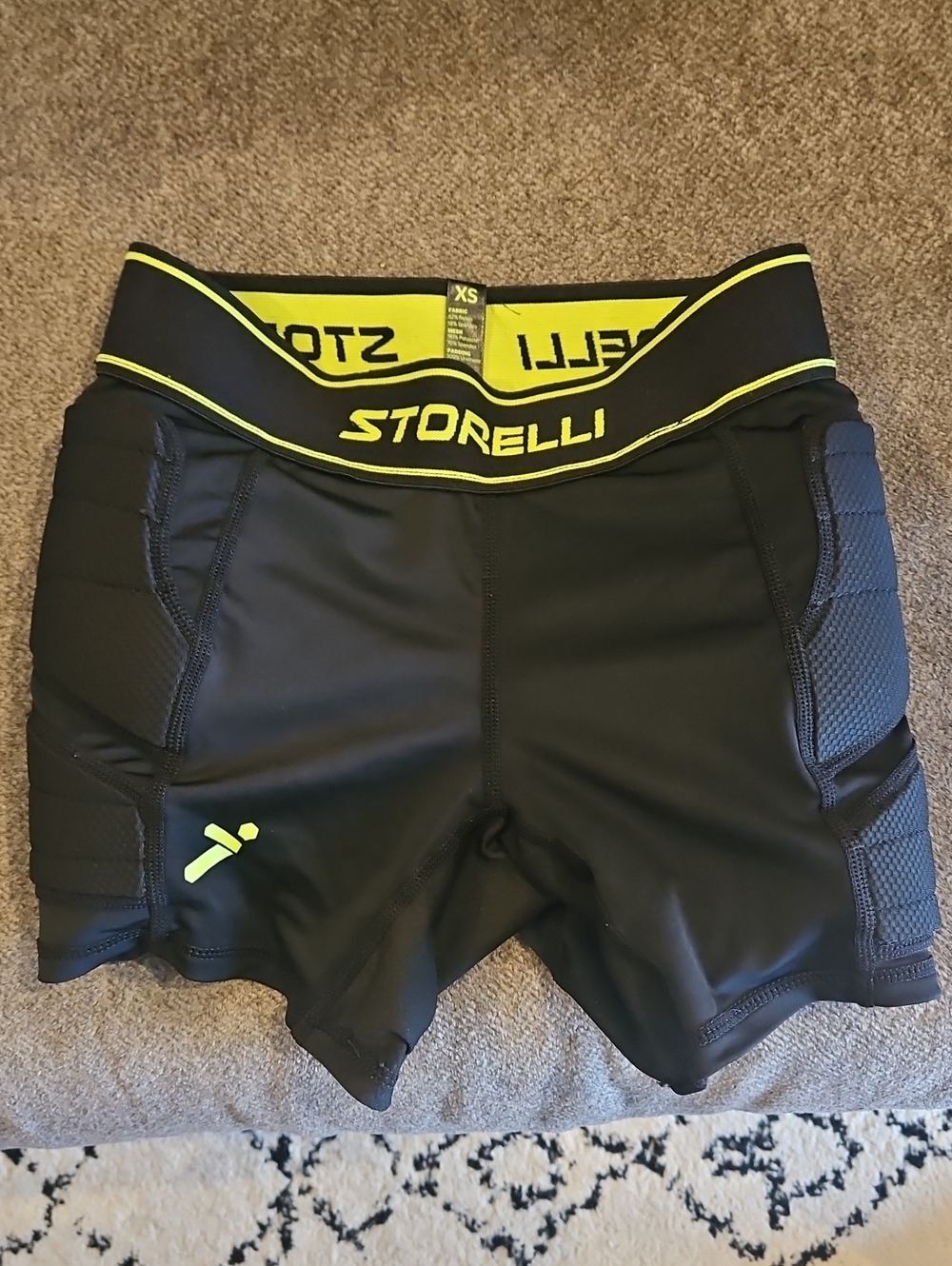 Storelli Black Compression Padded Shorts with Neon Yellow Trim